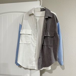 Color block button down